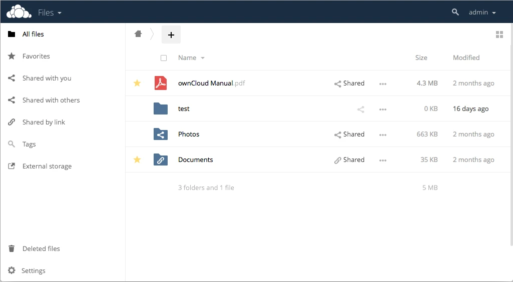 ownCloud screenshot 1