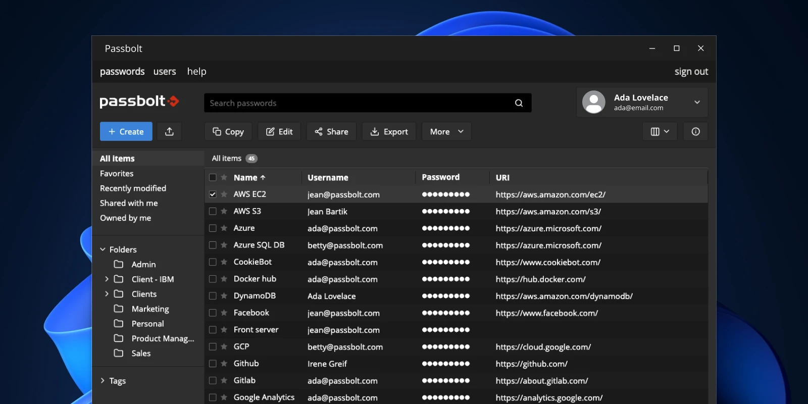 Passbolt screenshot 1