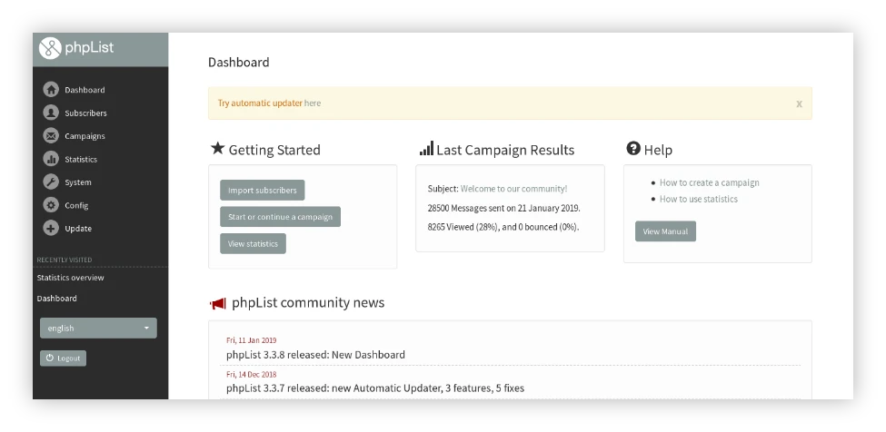 phpList screenshot 1