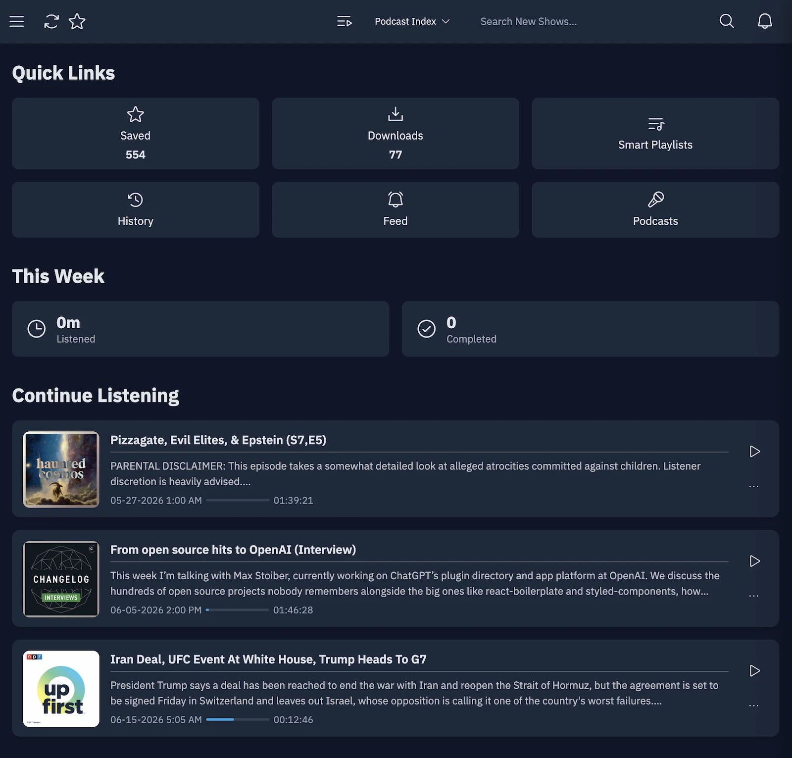 PinePods screenshot 1