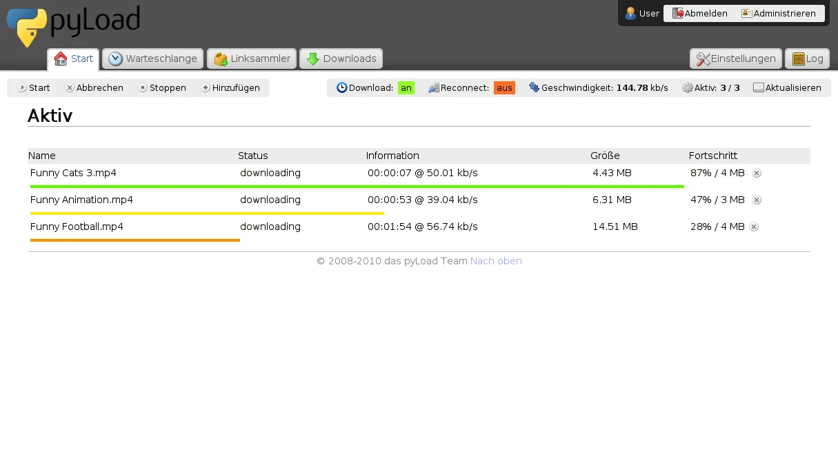 pyLoad screenshot 1