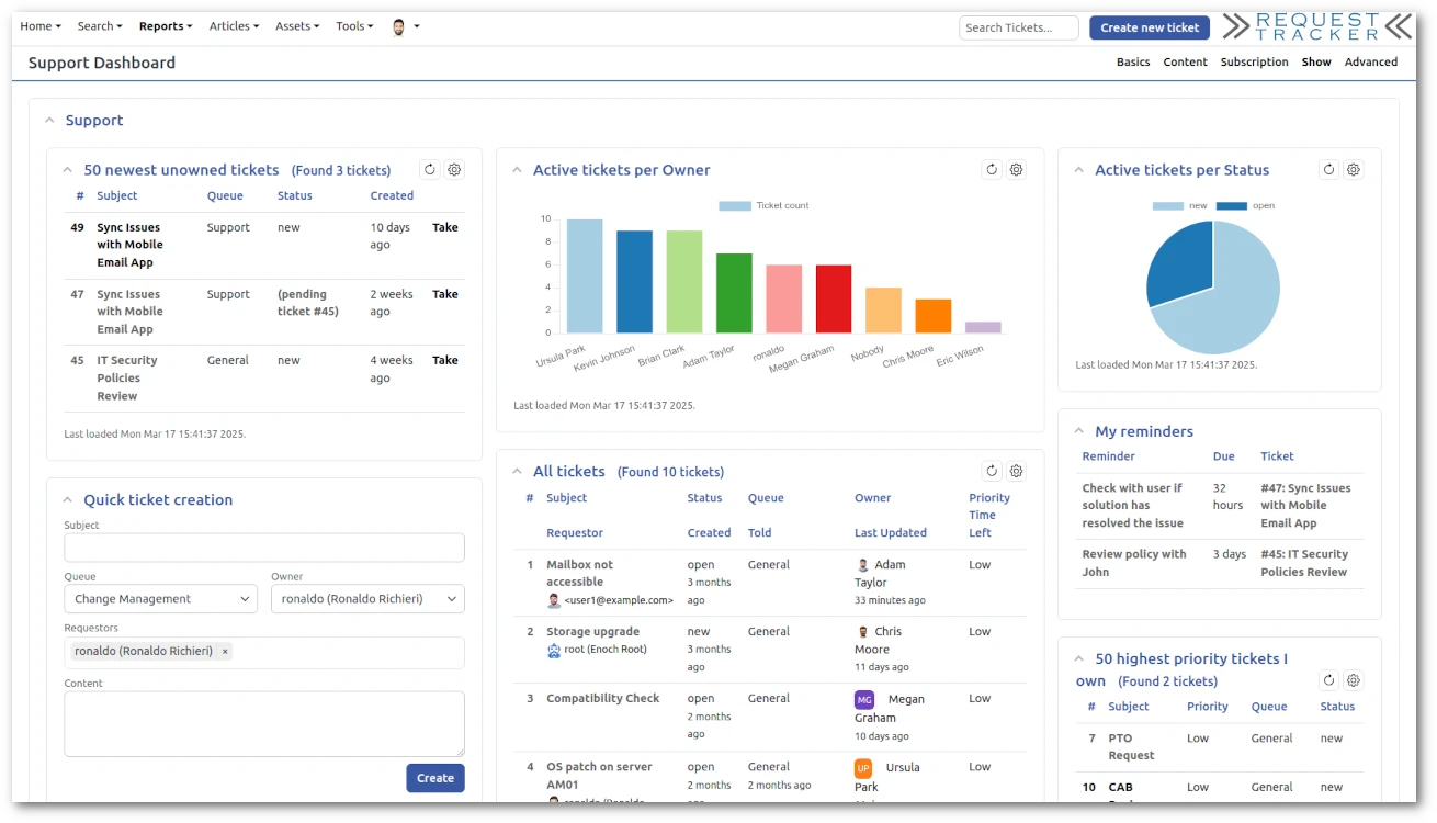Request Tracker screenshot 1