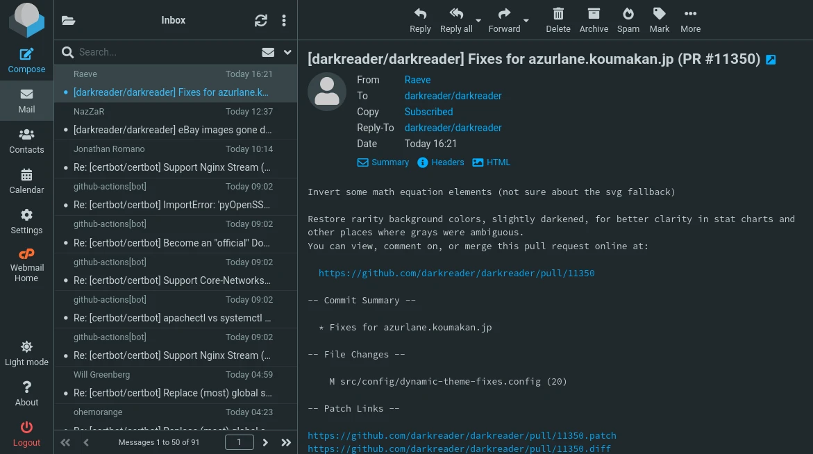 Roundcube Webmail screenshot 1