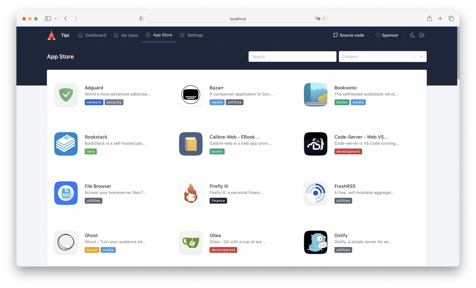Runtipi screenshot 1