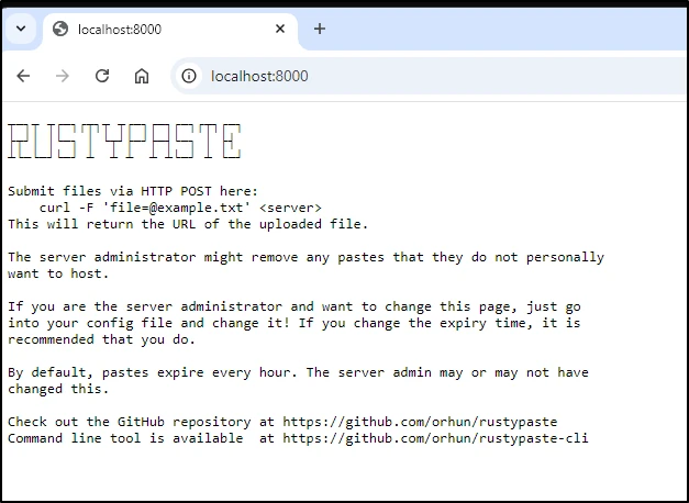 Rustypaste screenshot 1