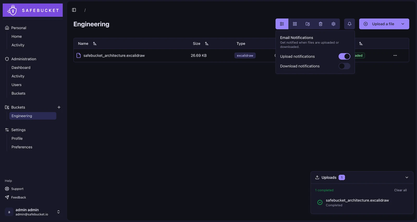 Safebucket screenshot 1