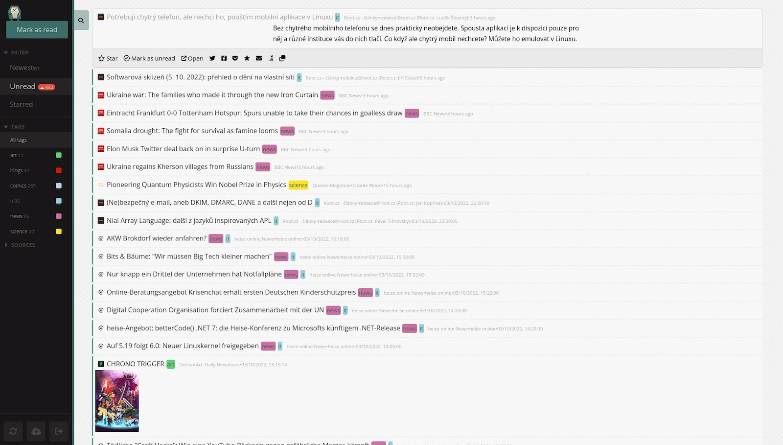 selfoss screenshot 1