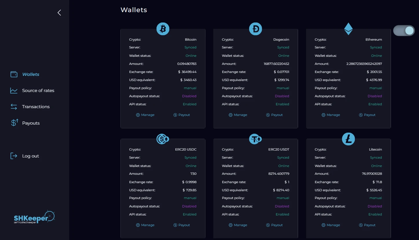 SHKeeper screenshot 1