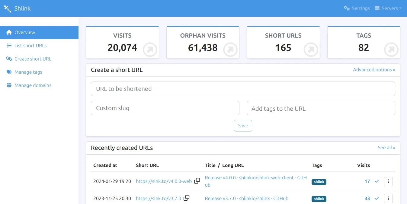 Shlink screenshot 1