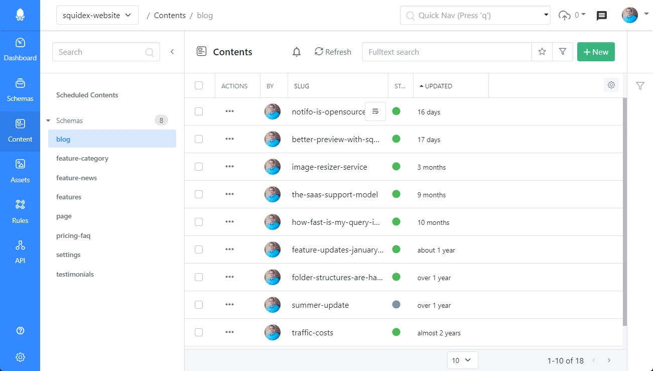 Squidex screenshot 1