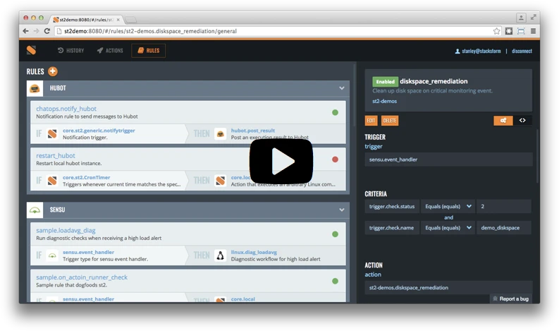 StackStorm screenshot 1