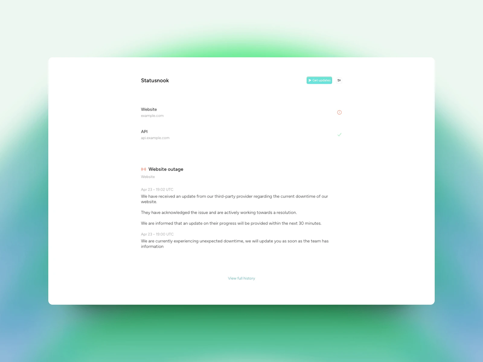 Statusnook screenshot 1