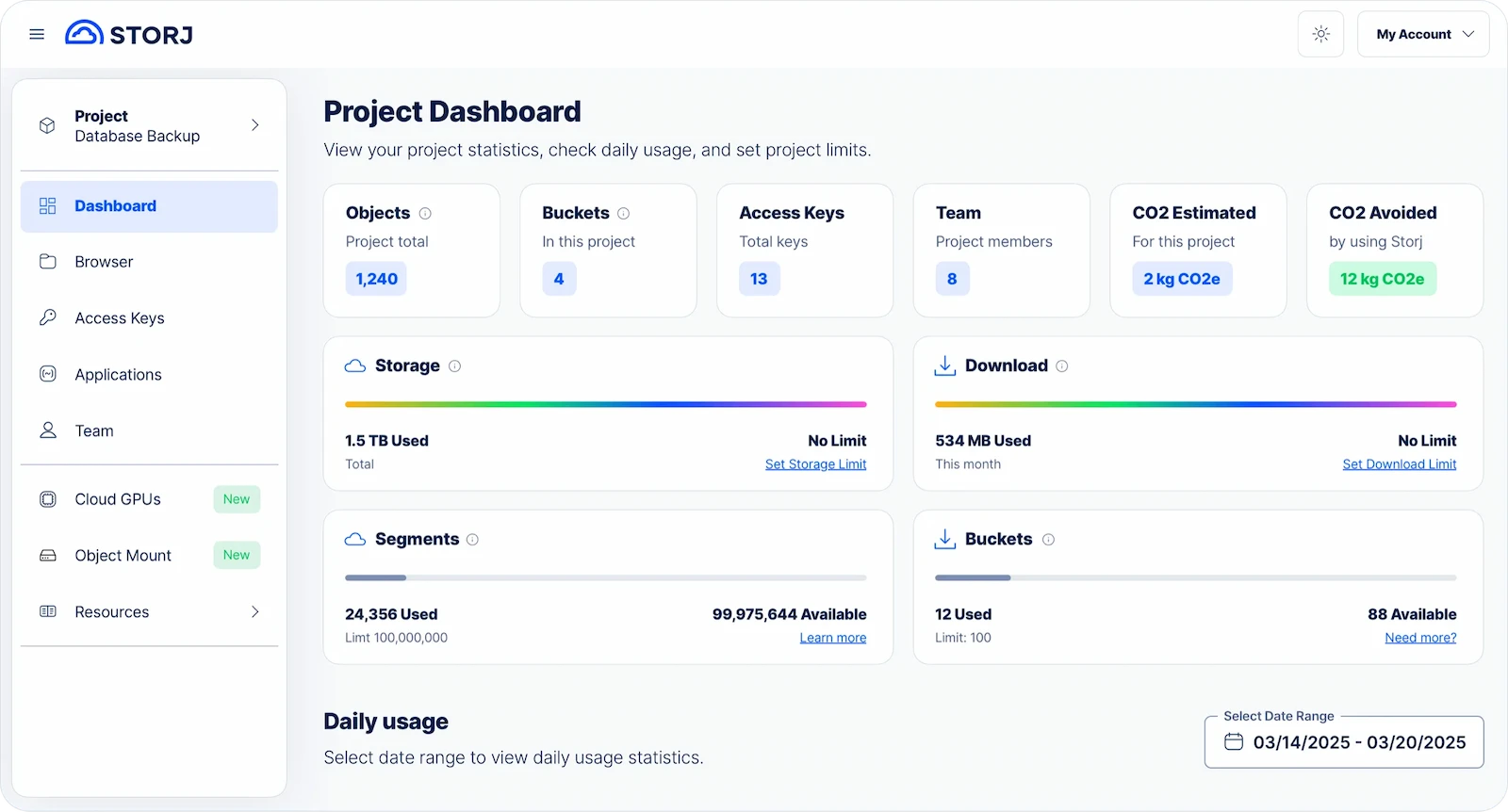 Storj screenshot 1