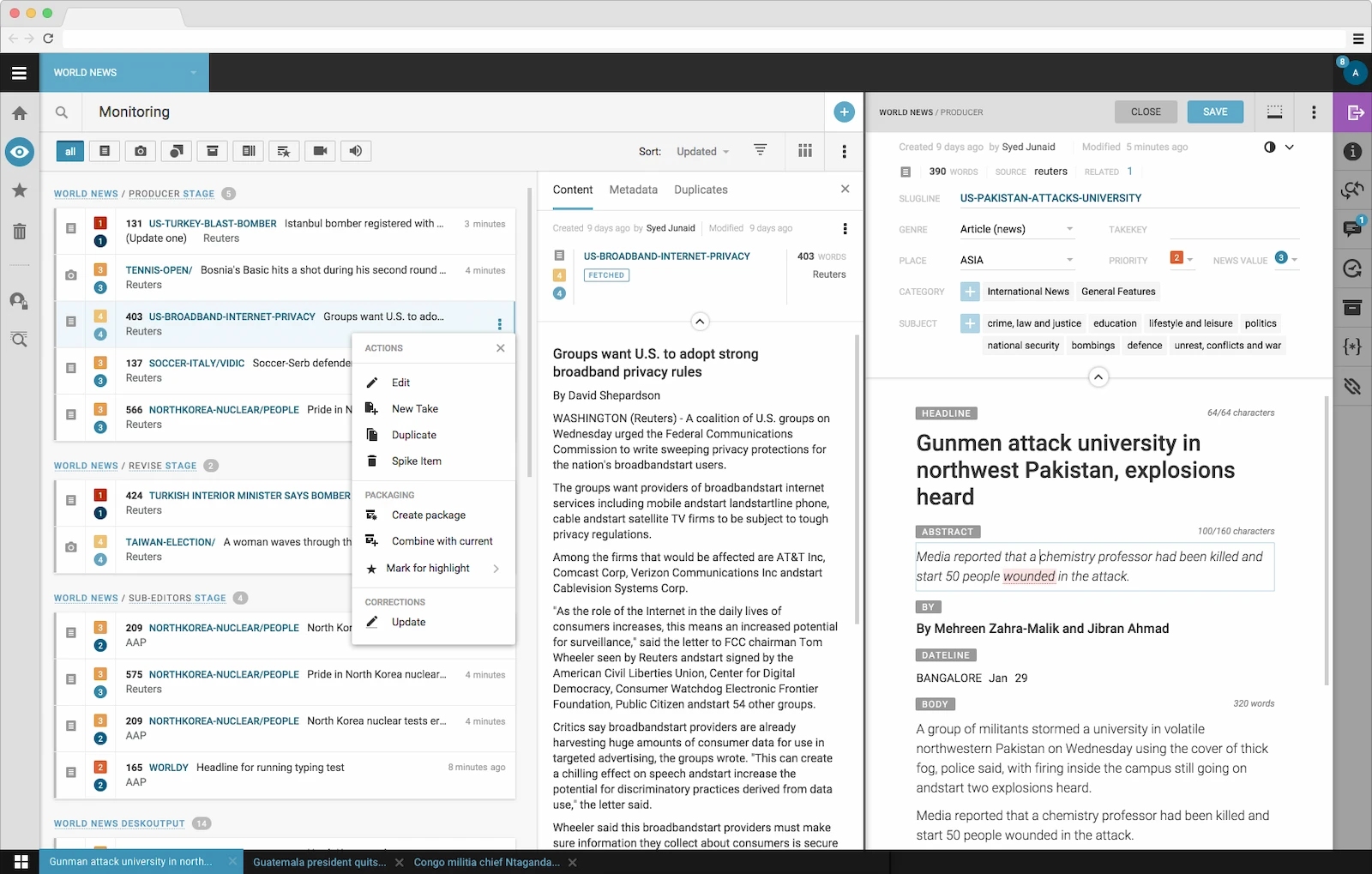 Superdesk screenshot 1