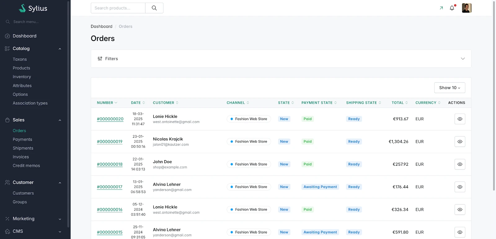 Sylius screenshot 1