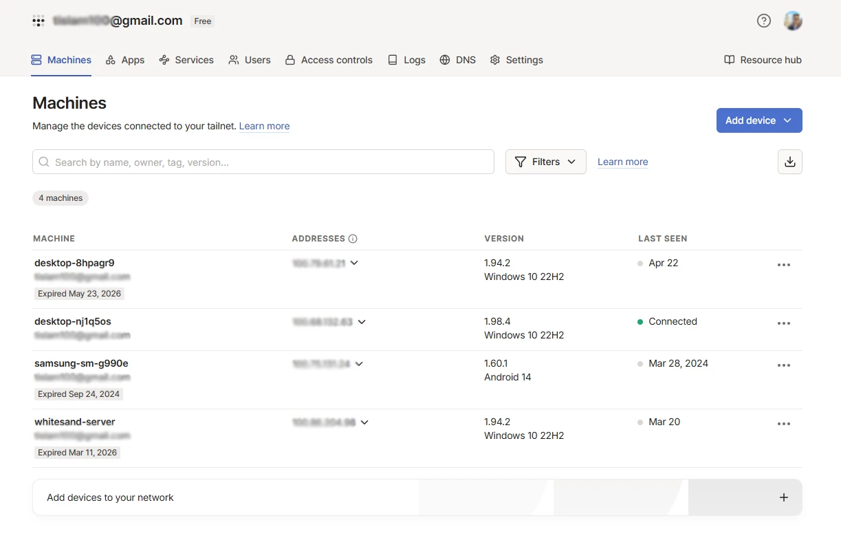 Tailscale screenshot 1