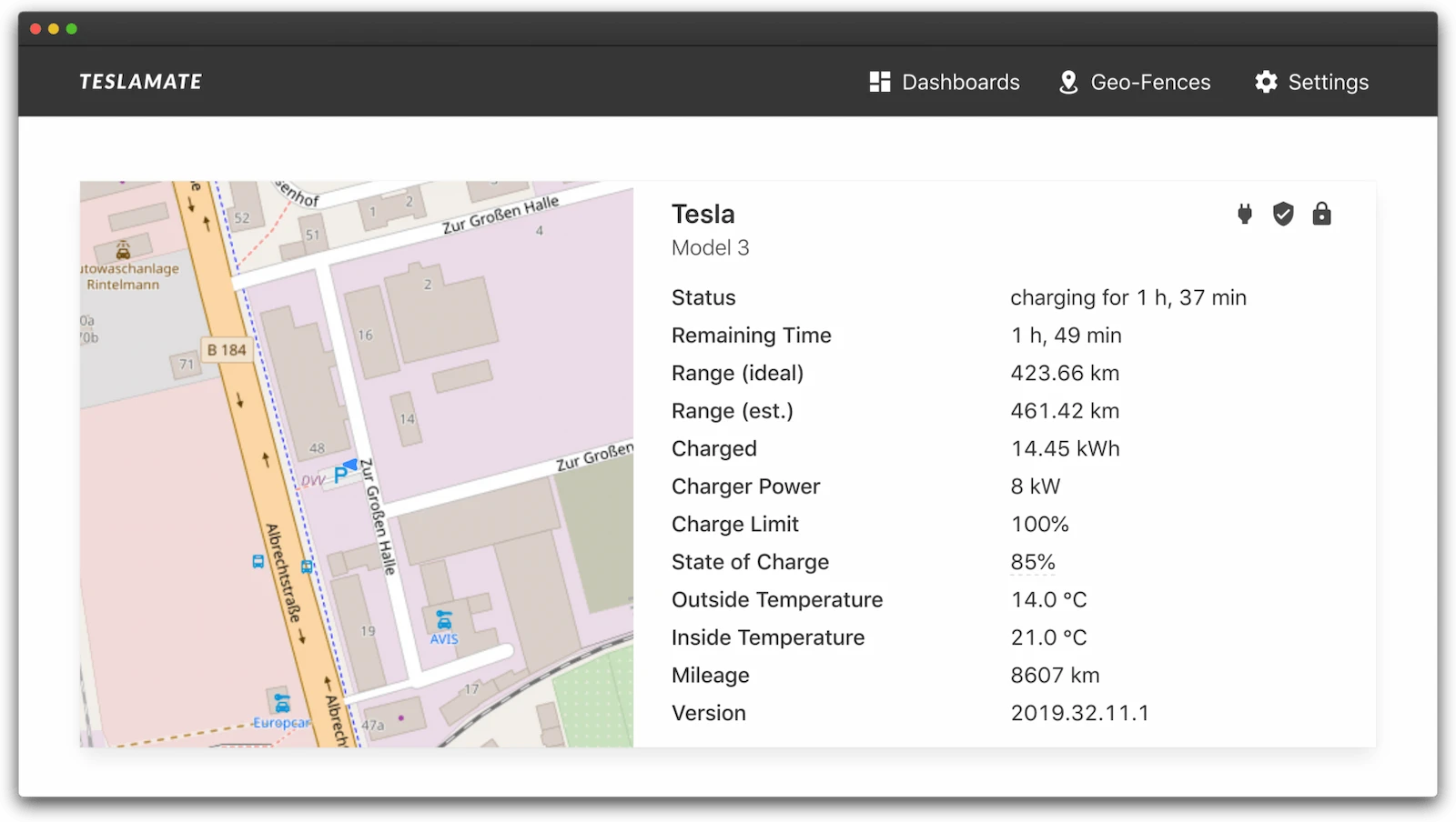 TeslaMate screenshot 1