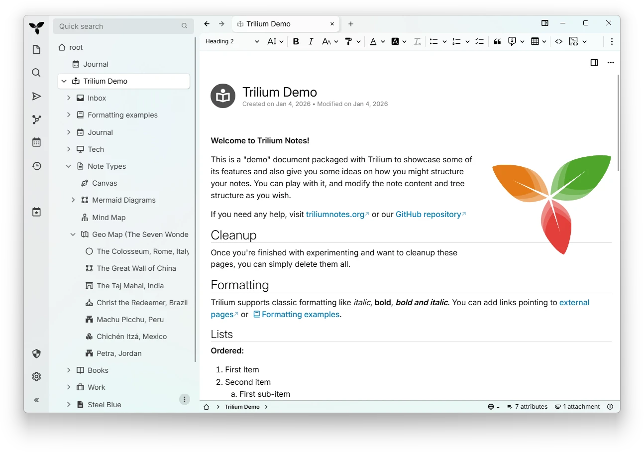 Trilium screenshot 1