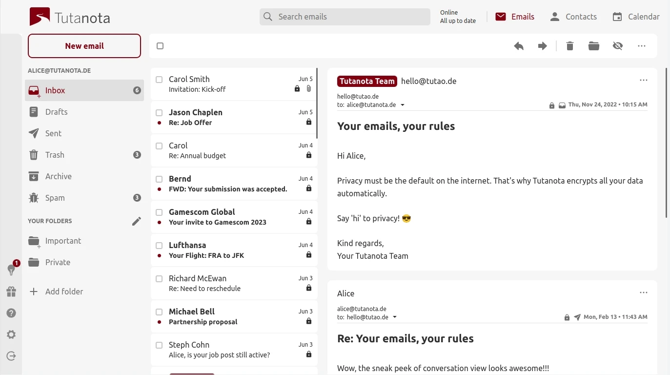 Tuta screenshot 1