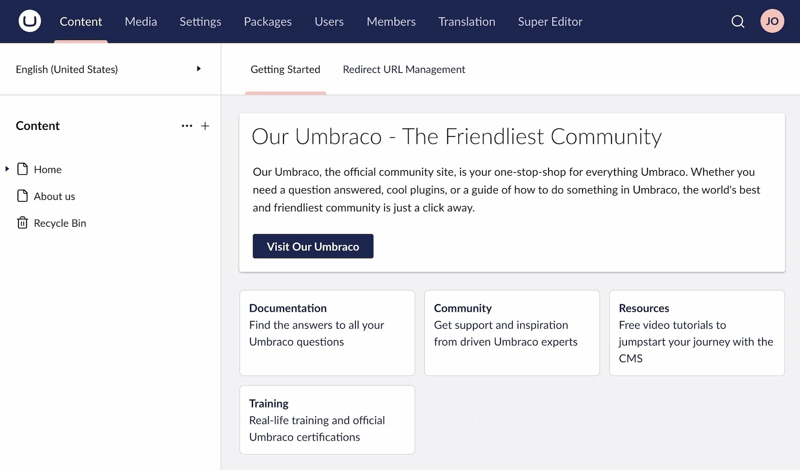 Umbraco CMS screenshot 1