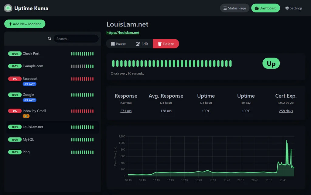 Uptime Kuma screenshot 1