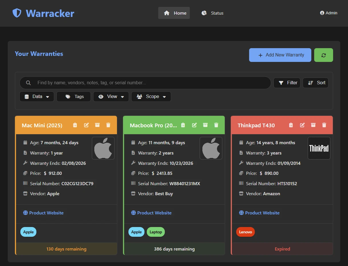 Warracker screenshot 1