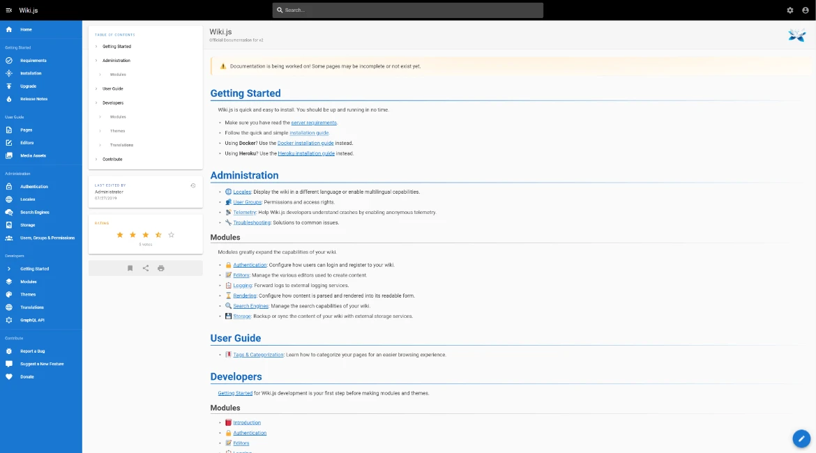 Wiki.js screenshot 1