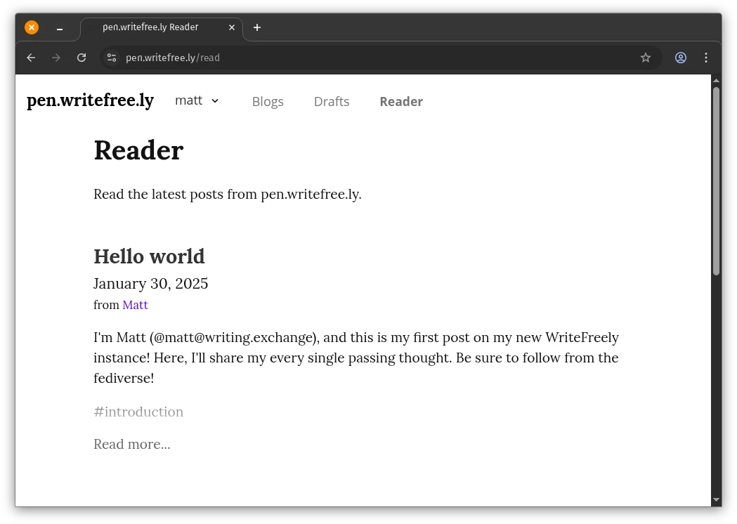 WriteFreely screenshot 1