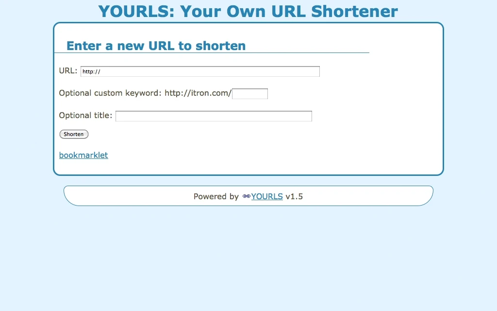 YOURLS screenshot 1