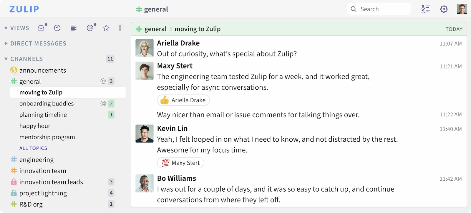 Zulip screenshot 1